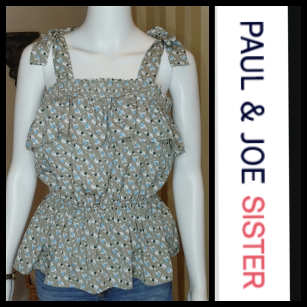 PAUL AND JOE SISTER Y2K "SAZIMUTE" KITTY LOVER TIE TANK TOP 2